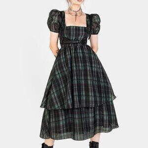 ISO Disturbia Checkmate Puff Sleeve Layered Organza Dress, US size 2